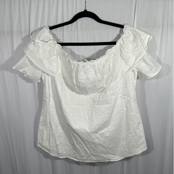NWT $70 Lauren RALPH‎ LAUREN [ XL ] Beaded Embroidered Off Shoulder Blouse - Picture 11 of 15